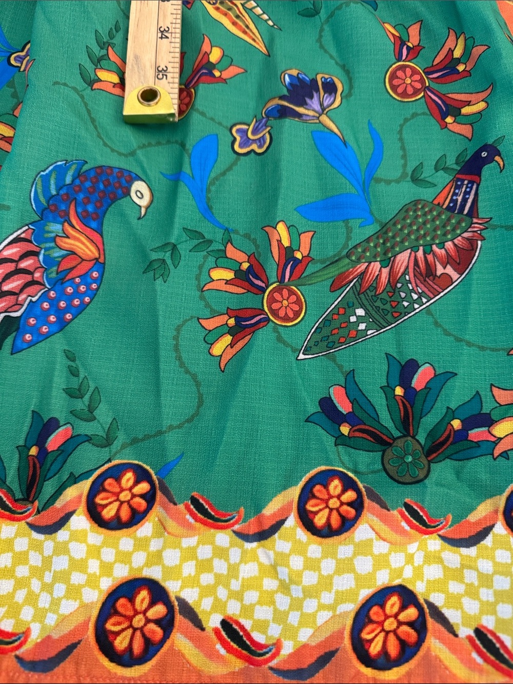 Green Floral & Bird Print Button-Front Dress - Picture 4 of 6
